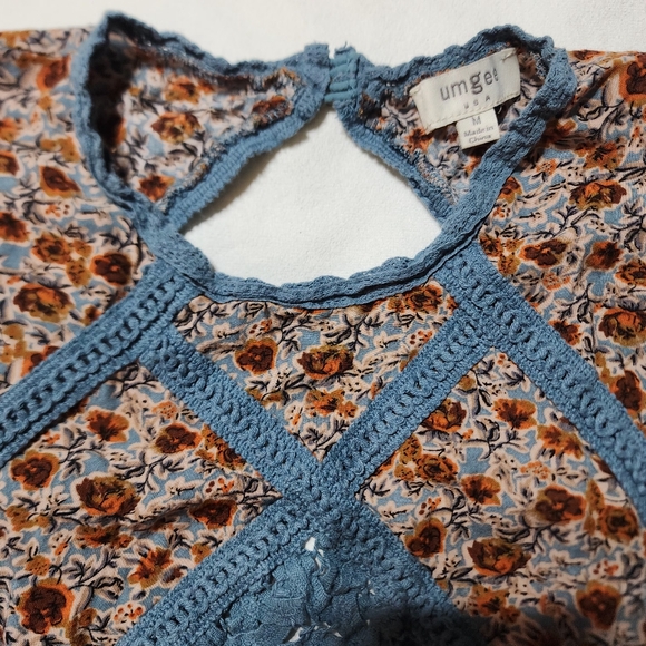 Umgee Sleeveless Floral Sheer Lace/Crochet Tunic Tank Baby Doll Dress - Picture 4 of 15